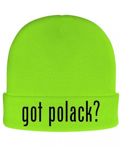 got Polack? - Soft Adult Beanie Cap Neon Green $16.85 Skullies & Beanies