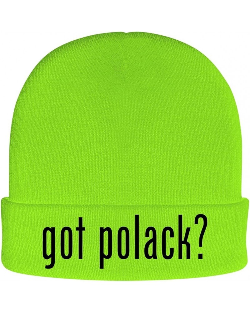 got Polack? - Soft Adult Beanie Cap Neon Green $16.85 Skullies & Beanies