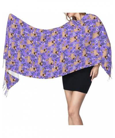 Sweet Gifts For Women - Scarves For Women Gifts Pugs And Flowers Blanket Scarf Scarves Oversized Wrap Shawl Gift $17.10 Scarves