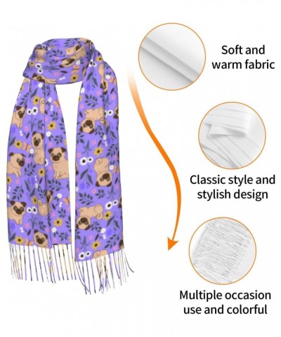 Sweet Gifts For Women - Scarves For Women Gifts Pugs And Flowers Blanket Scarf Scarves Oversized Wrap Shawl Gift $17.10 Scarves