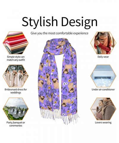 Sweet Gifts For Women - Scarves For Women Gifts Pugs And Flowers Blanket Scarf Scarves Oversized Wrap Shawl Gift $17.10 Scarves