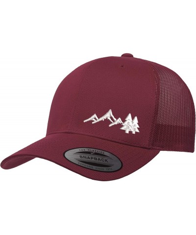 Embroidered Outdoors Mountain Trucker Snapback Cap Mesh Back Men and Women Cranberry - Mtnwt $15.09 Baseball Caps