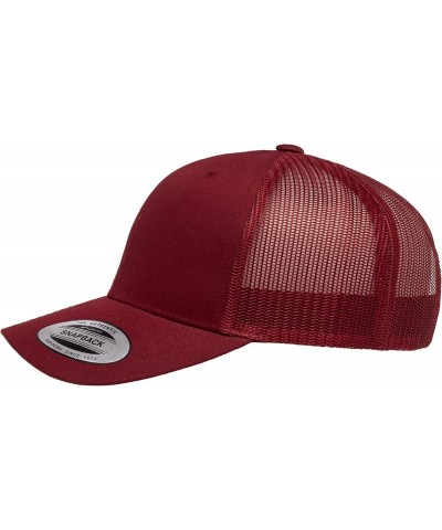 Embroidered Outdoors Mountain Trucker Snapback Cap Mesh Back Men and Women Cranberry - Mtnwt $15.09 Baseball Caps