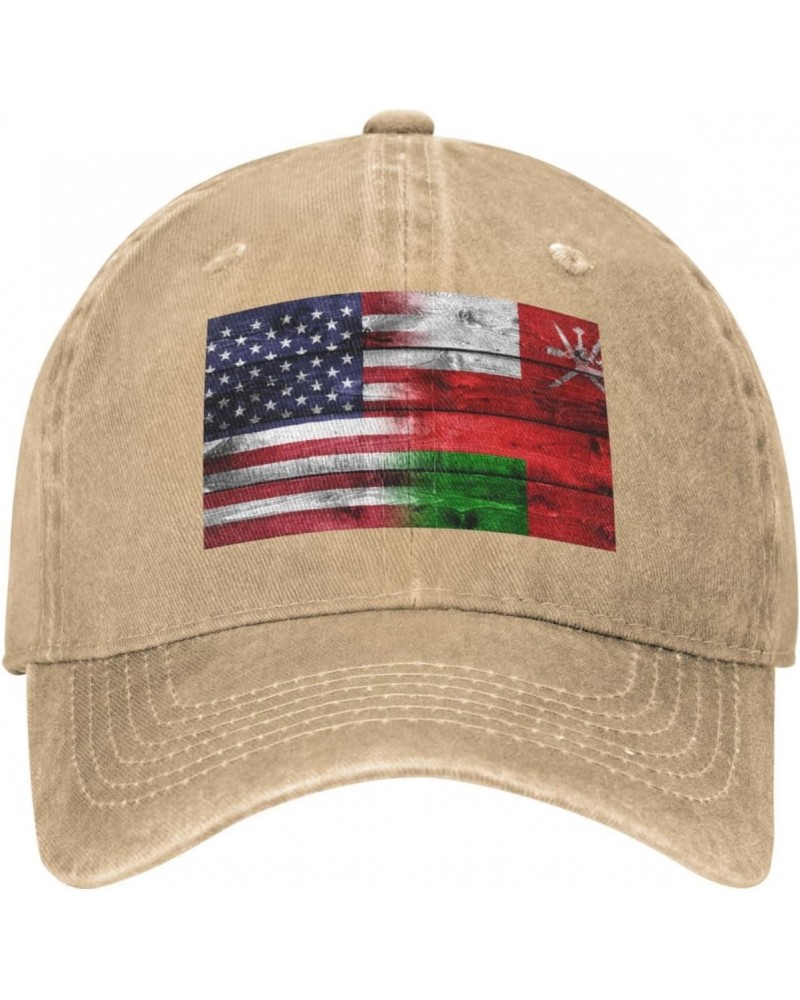 Baseball Cap US Oman America Flag Washed Denim Adjustable Fashion Unique Hat for Men Women $13.67 Baseball Caps