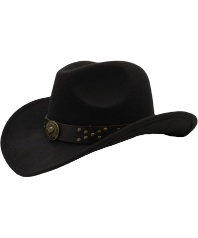 Chic Cowboy Hats for Women Imitation Wool Fashion Gentleman Cowboy Hat Wide Brim Jazz Cap with Leather Band Trim Gray $30.54 ...