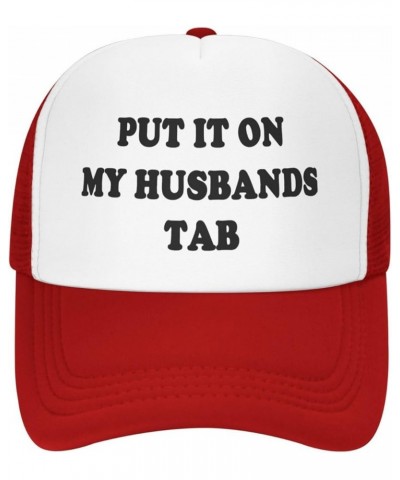 Put It On My-Husbands Tab-Funny Trucker Hats Adults Humor Hat Crazy Hats Vintage Snapback Baseball Caps Red $10.34 Baseball Caps