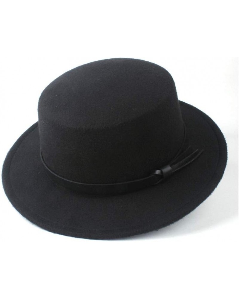 Classic Fedora Hat Men Women Fashion Winter Flat Top Hat Wide Brim Hat Panama Hat Wool Cap Fedora Hat Size 56-58CM (Color : R...