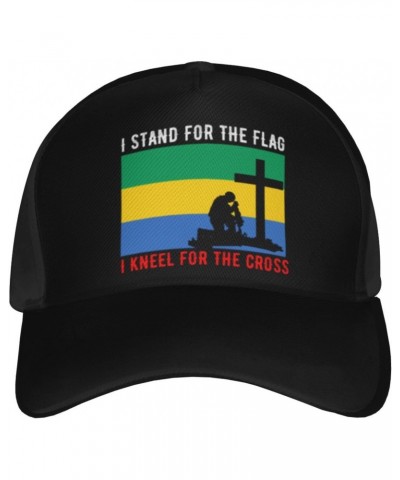 I Stand for The Gabon Flag and I Kneel for The Cross Baseball Cap Men's and Women's Baseball Hat Adjustable Casual Outdoor Br...