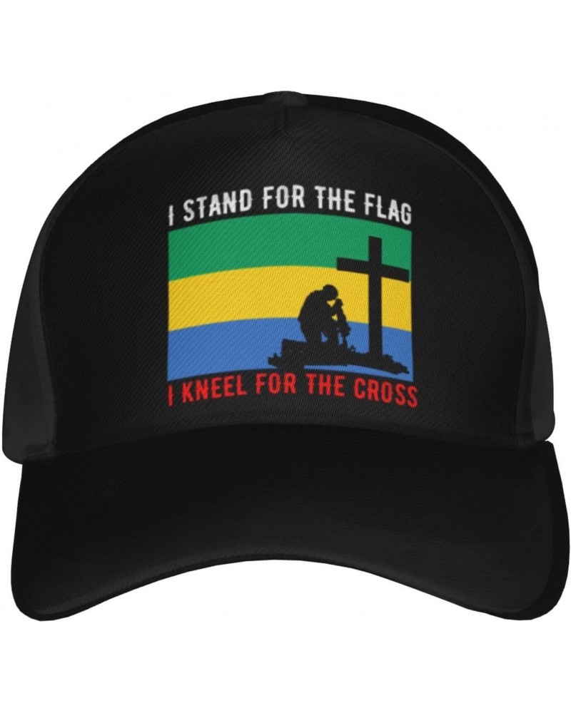 I Stand for The Gabon Flag and I Kneel for The Cross Baseball Cap Men's and Women's Baseball Hat Adjustable Casual Outdoor Br...