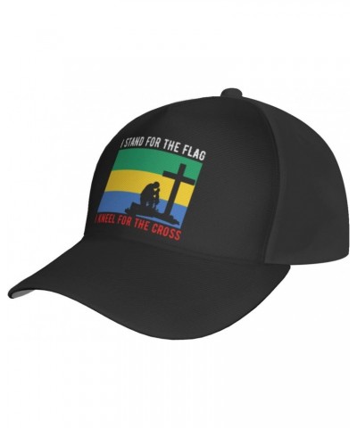 I Stand for The Gabon Flag and I Kneel for The Cross Baseball Cap Men's and Women's Baseball Hat Adjustable Casual Outdoor Br...