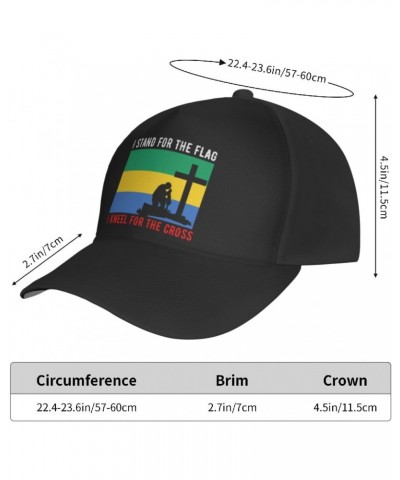 I Stand for The Gabon Flag and I Kneel for The Cross Baseball Cap Men's and Women's Baseball Hat Adjustable Casual Outdoor Br...