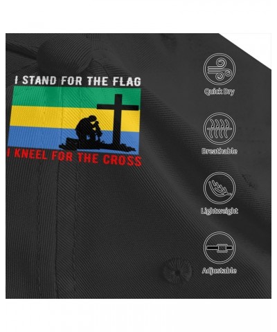 I Stand for The Gabon Flag and I Kneel for The Cross Baseball Cap Men's and Women's Baseball Hat Adjustable Casual Outdoor Br...