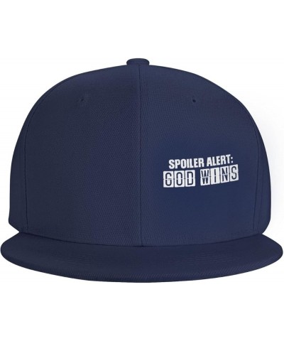 Spoilers Alerts God Wins Hats for Men Women Adjustable Flat Brim Bill Baseball Cap Novetly Hip Hop Trucker Hat Black Navy Blu...