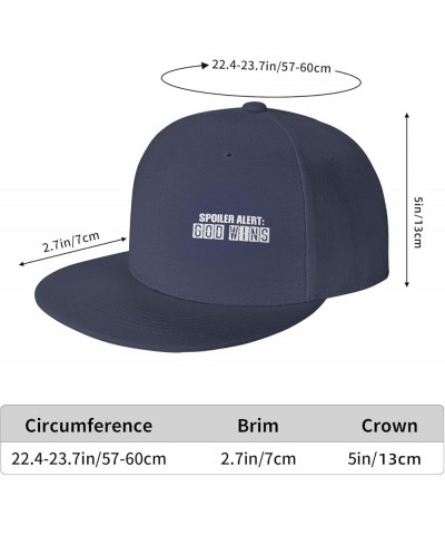 Spoilers Alerts God Wins Hats for Men Women Adjustable Flat Brim Bill Baseball Cap Novetly Hip Hop Trucker Hat Black Navy Blu...