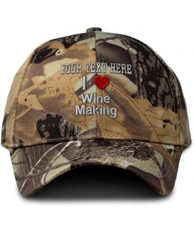 Custom Camo Baseball Cap I (Love) Wine Making Red Heart Hobbies Lovers Cotton Forest Tree Khaki Personalized Text Here $15.04...