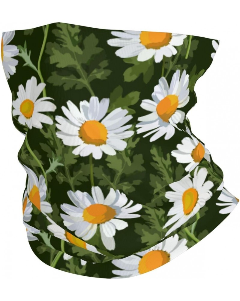 Floral elegant flower daisy white green Neck Gaiter for Men Women Face Mask Bandana Headwear Scarf Balaclava $11.38 Balaclavas