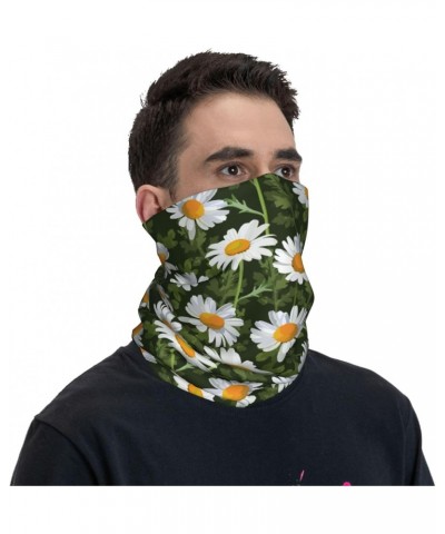 Floral elegant flower daisy white green Neck Gaiter for Men Women Face Mask Bandana Headwear Scarf Balaclava $11.38 Balaclavas