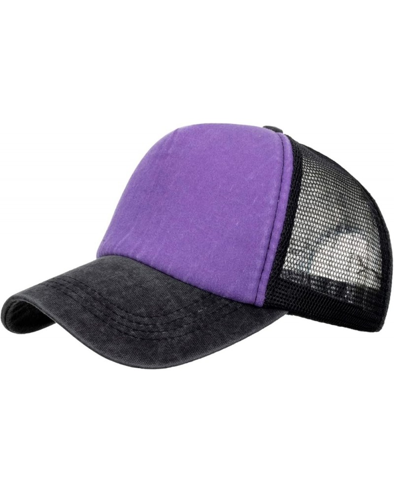 Baseball Cap for Women Trucker Dad Hat Adjustable Men Ponytail Hat Womens Cap Women Caps Cap for Women Purple $6.02 Baseball ...