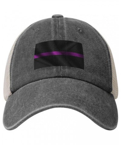 Silk Style Thin Purple Line Flag Baseball Cap for Women Mens Hats Retro Mesh Caps Dad Hat Deep Heather $11.91 Baseball Caps