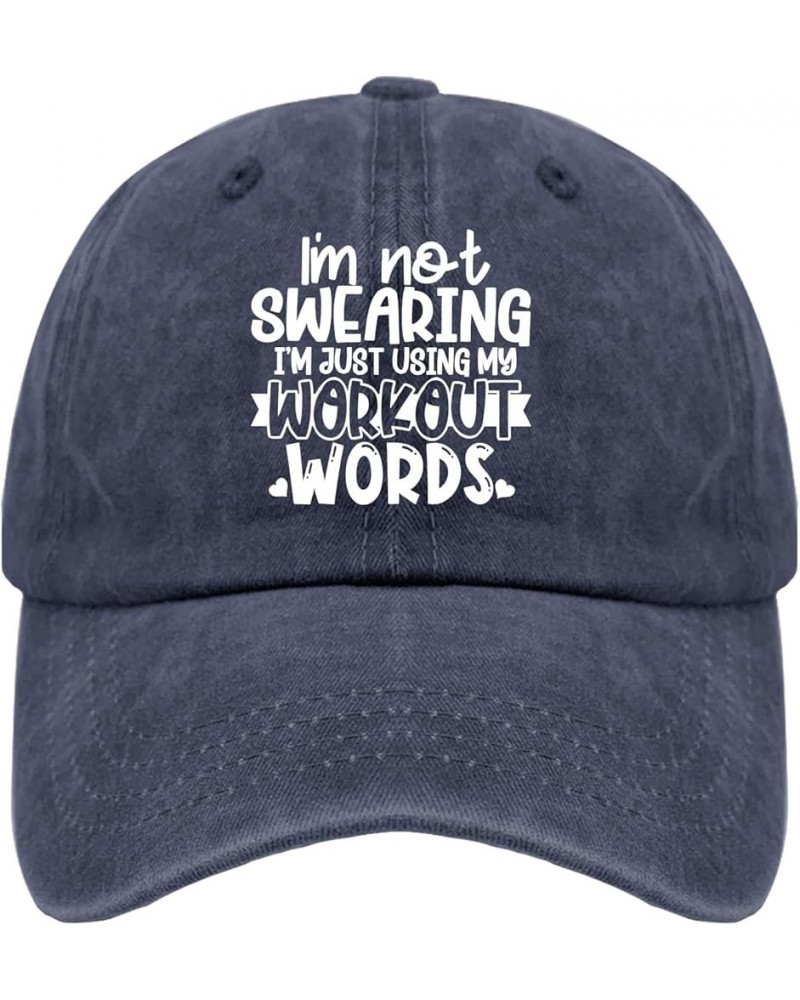 I'm Not Swearing I'm Using My Workout Words Cap Vintage Cotton Washed Baseball Caps Adjustable Low Navy Blue $9.19 Baseball Caps