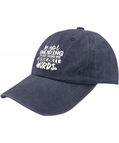 I'm Not Swearing I'm Using My Workout Words Cap Vintage Cotton Washed Baseball Caps Adjustable Low Navy Blue $9.19 Baseball Caps