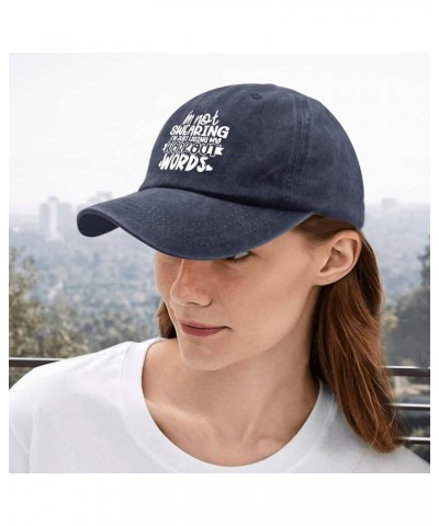 I'm Not Swearing I'm Using My Workout Words Cap Vintage Cotton Washed Baseball Caps Adjustable Low Navy Blue $9.19 Baseball Caps