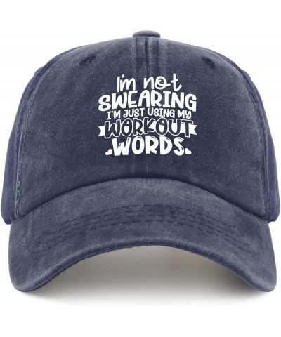 I'm Not Swearing I'm Using My Workout Words Cap Vintage Cotton Washed Baseball Caps Adjustable Low Navy Blue $9.19 Baseball Caps