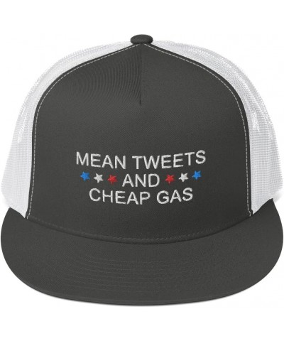 Mean Tweets and Cheap Gas 2024 Funny Trump Republican Flat Bill Trucker Hat Charcoal,white $18.35 Baseball Caps