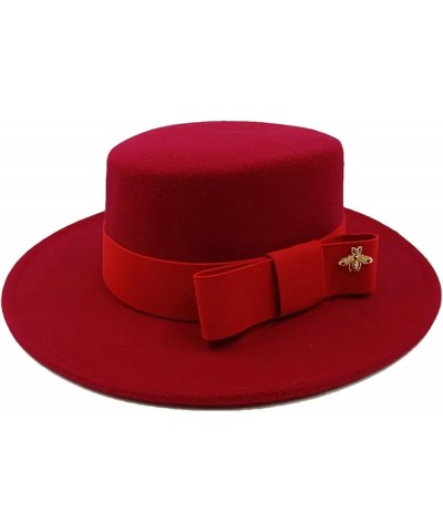 Men's and Women's Winter Fedora Hat Round Bumpy Surface Flat Top Bow Tie Elastic Band Jazz Hat 10 $20.33 Fedoras