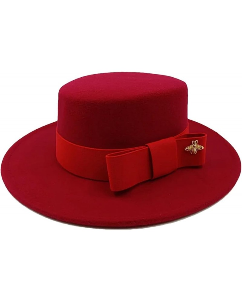 Men's and Women's Winter Fedora Hat Round Bumpy Surface Flat Top Bow Tie Elastic Band Jazz Hat 10 $20.33 Fedoras