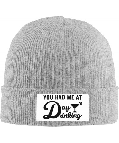 You Had Me at Day Drinking Soft Warm Beanie Hat Unisex Adult Black Women Men Knit Cap Gray $13.85 Skullies & Beanies