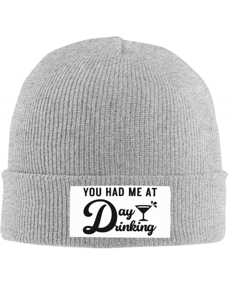 You Had Me at Day Drinking Soft Warm Beanie Hat Unisex Adult Black Women Men Knit Cap Gray $13.85 Skullies & Beanies