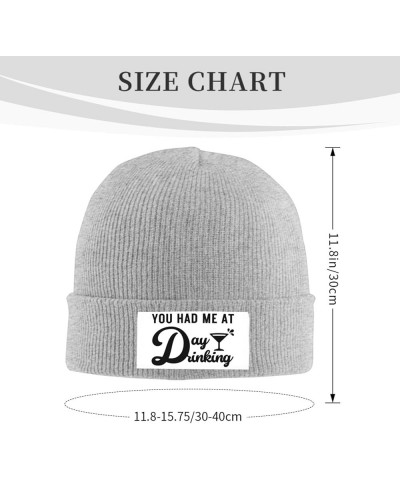 You Had Me at Day Drinking Soft Warm Beanie Hat Unisex Adult Black Women Men Knit Cap Gray $13.85 Skullies & Beanies