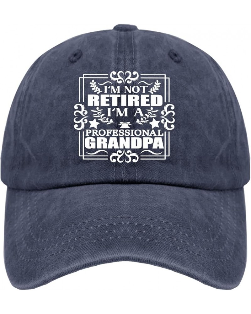 I'm not Retired I'm a Professional Grandpa Mens hat Vintage Cotton Washed Baseball Caps Adjustable Navy Blue $9.31 Baseball Caps