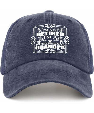 I'm not Retired I'm a Professional Grandpa Mens hat Vintage Cotton Washed Baseball Caps Adjustable Navy Blue $9.31 Baseball Caps