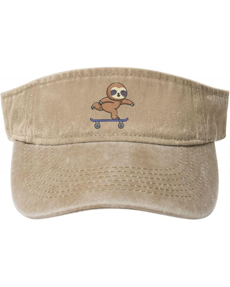 Cute Sloths Skateboarding Sun Visor Hats for Women Men Sun Hat Vintage Golf Hat Adjustable Baseball Cap Natural $11.64 Visors