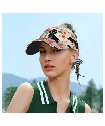 Floral Flower Print Print Sport Sun Visor Hats Adjustable Empty Top Hats Women Men Sun Visors Hat for Men Dog and Flower $10....