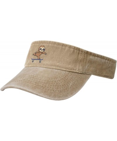 Cute Sloths Skateboarding Sun Visor Hats for Women Men Sun Hat Vintage Golf Hat Adjustable Baseball Cap Natural $11.64 Visors