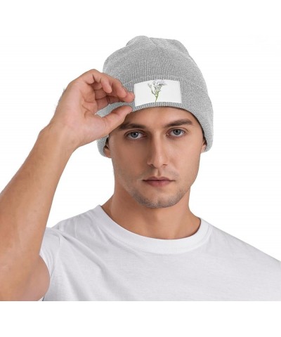 Black Knit Hat Cap Spring Fei Peng Pattern Soft Good Elasticity Suitable for Outdoor Sports Gray $10.36 Skullies & Beanies