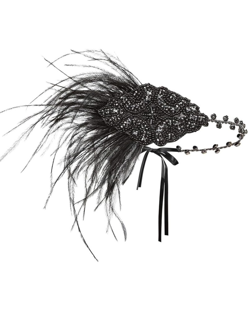 1920s Headpiece Great Gatsby Accessories Flapper Headband Wedding Headpieces for Bride Roaring 20's Art Deco Hair Clip 04blac...