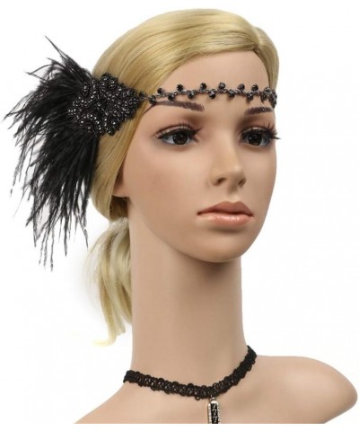 1920s Headpiece Great Gatsby Accessories Flapper Headband Wedding Headpieces for Bride Roaring 20's Art Deco Hair Clip 04blac...