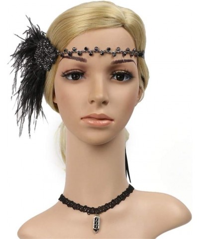 1920s Headpiece Great Gatsby Accessories Flapper Headband Wedding Headpieces for Bride Roaring 20's Art Deco Hair Clip 04blac...