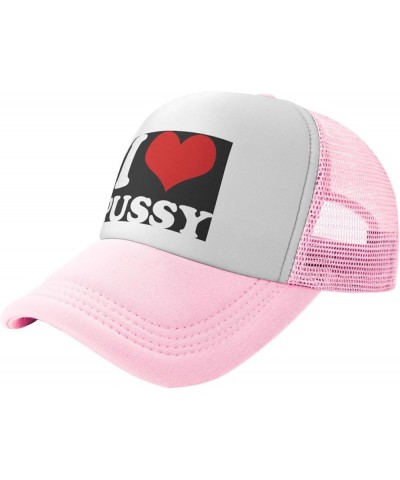 Funny-I-Love-Pussy-I-Love-Sex Baseball Cap Men Mesh Trucker Hat Women Dad Hat Sun Hat Adjustable Ponytail Hat Black Pink $10....