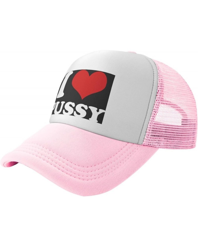 Funny-I-Love-Pussy-I-Love-Sex Baseball Cap Men Mesh Trucker Hat Women Dad Hat Sun Hat Adjustable Ponytail Hat Black Pink $10....