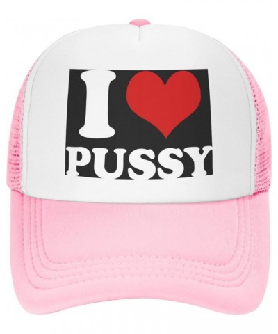 Funny-I-Love-Pussy-I-Love-Sex Baseball Cap Men Mesh Trucker Hat Women Dad Hat Sun Hat Adjustable Ponytail Hat Black Pink $10....