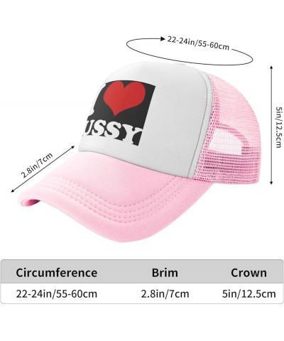 Funny-I-Love-Pussy-I-Love-Sex Baseball Cap Men Mesh Trucker Hat Women Dad Hat Sun Hat Adjustable Ponytail Hat Black Pink $10....