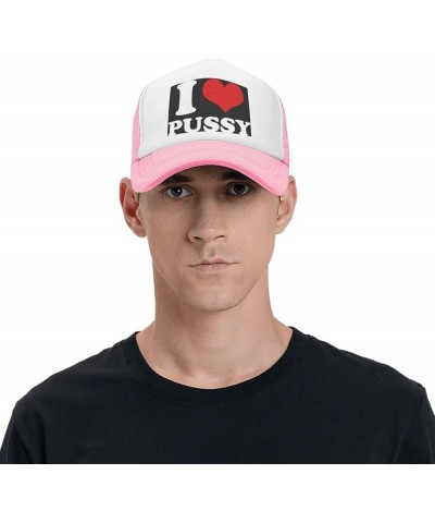 Funny-I-Love-Pussy-I-Love-Sex Baseball Cap Men Mesh Trucker Hat Women Dad Hat Sun Hat Adjustable Ponytail Hat Black Pink $10....