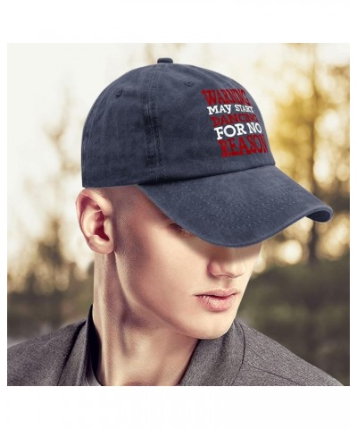 Warning May Start Dancing for No Reason Hat Funny Hats for Women Mens Pigment Black Cowgirl Hats Custom Navy Blue $9.19 Sun Hats