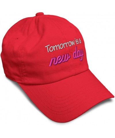 Soft Baseball Cap Tomorrow is A New Day Cotton Dad Hats for Men & Women Red $13.05 Baseball Caps