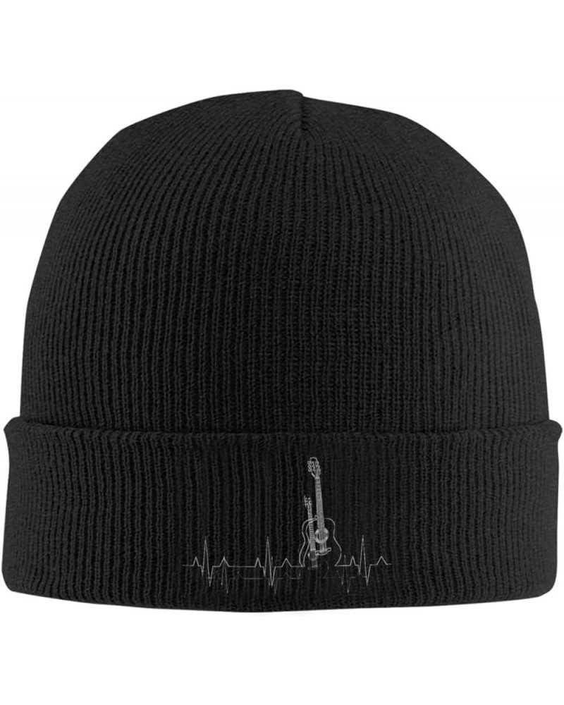 Acoustic Guitar Winter Knitted Hat Soft Warm Beanie Hat Black Black $10.99 Skullies & Beanies